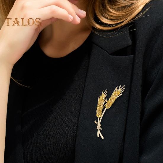 Женская брошь в форме пшеницы, искусственный кристалл, противоскользящая сумка на плечо, костюм, пальто, воротник, шляпа, одежда, защита от воздействия, булавка для вечеринки, выпускного вечера, ювелирные изделия для одежды невесты