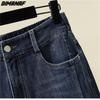 Dimanaf 2022 New Plus Size Jeans Basic Elastic Pants Loose  Autumn Women Casual Female Blue Trousers Pants 5XL