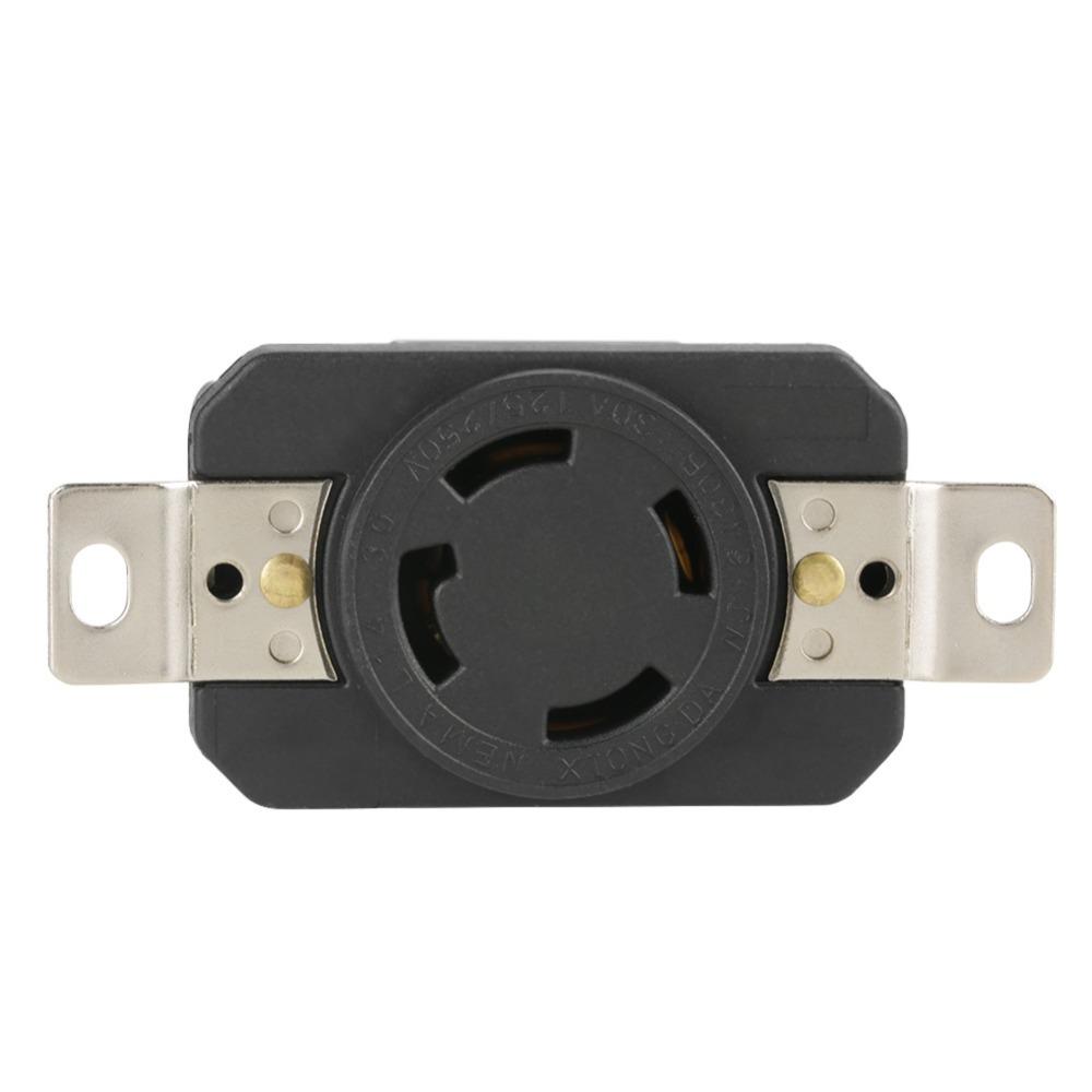 30-амперная розетка NEMA L14-30R, медные контакты, 3 полюса, 4 провода, запирающаяся розетка, для утопленного монтажа, сверхпрочная, поворотная розетка с замком