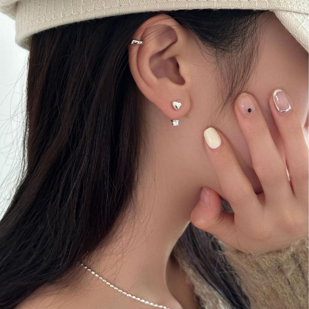 Light Luxury Exquisite Love Rear Hanging Stud Earrings Women's Niche Design High Sense Silver Needle Zircon Earrings New Fashion