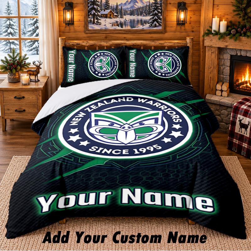 Wigan Warriors Pattern Bedding 3Pcs Set Custom Name, Bed Sheet And Pillowcases For Home Bedroom