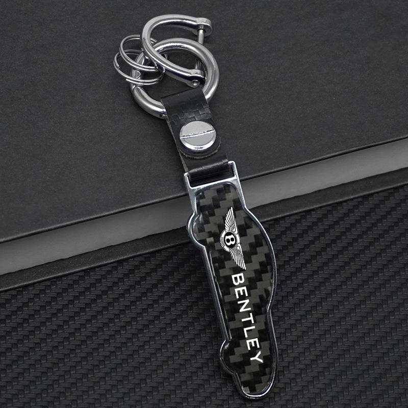 Carbon Fiber B-Bentley-B Car Keychain Keyring Key Ring Pendant for Bentley Continental GT MULLINER Bentayga Flying Hurtling Spur