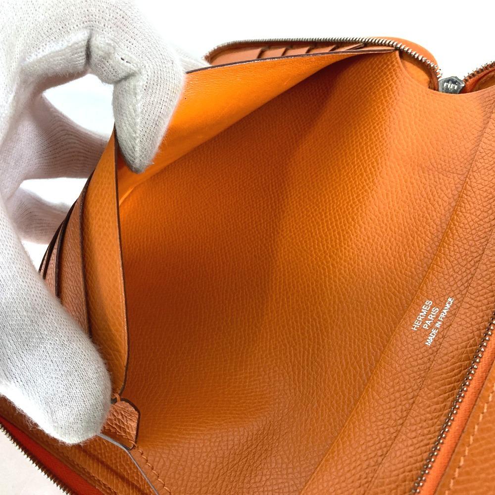 Hermes Azap Интеграл Длинный кошелек Кошелек на молнии по периметру Кожаный Оранжевый
