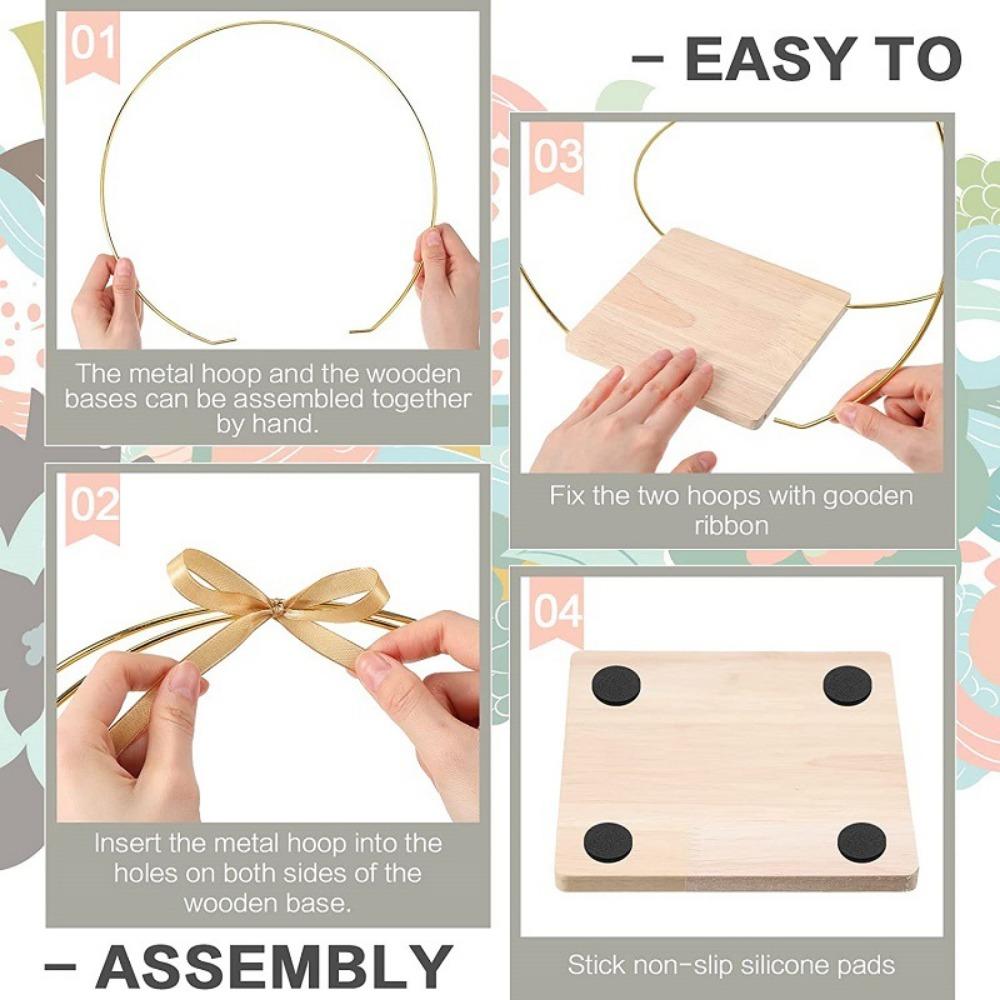 2 шт. металлическая проволочная рамка для венка деревянная основа металлический цветочный обруч с подставкой цветочные цветочные кольца макраме своими руками поделки гирлянда для весенней свадебной вечеринки декор