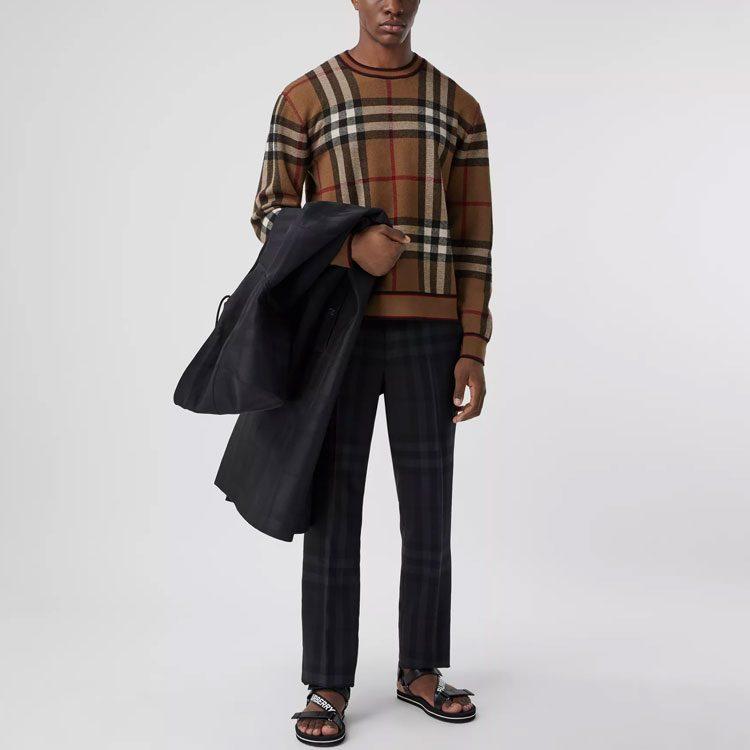 Burberry Мужской свитер в клетку Naylor Коричневый 80366031