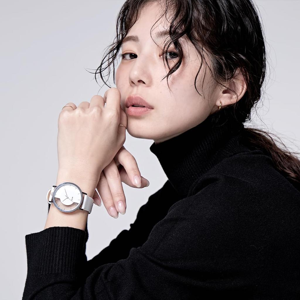 KLON Skeleton для мужчин и простой сменный ремешок Невидимый перекрывающийся круг Белый серебристый сетчатый ремешок Набор 38-мм часы, Прозрачный, Женский, Набор, Формы, - -