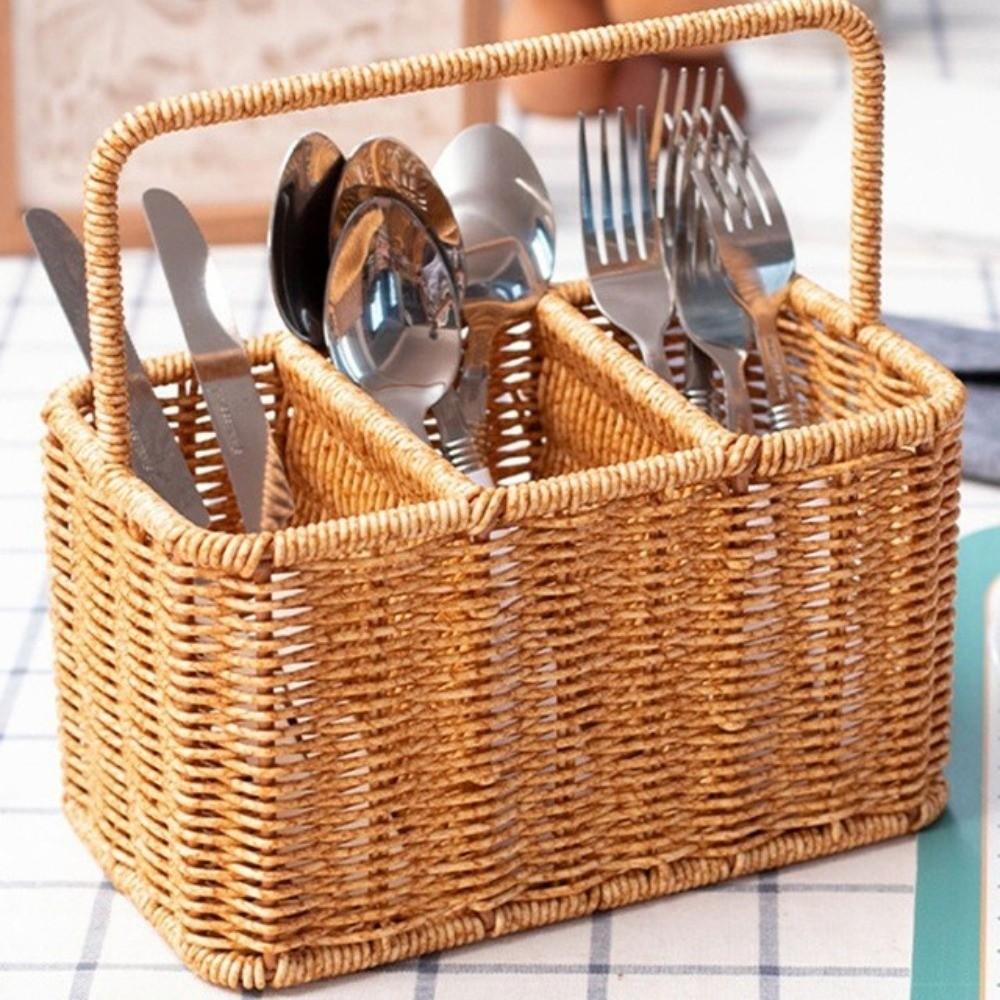 with Handle Silverware Holder Large Capacity Multipurpose Basket Utensil Storage Basket Dormitory