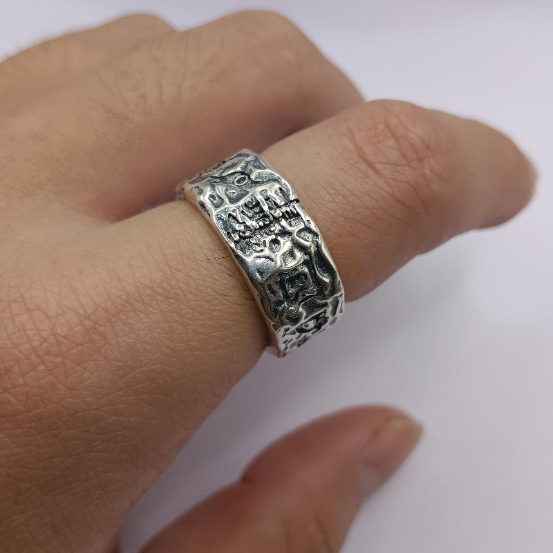 Серебряное регулируемое кольцо Yintai Fei Thai, унисекс, ретро-стиль, с дизайном из мирта и священных гор