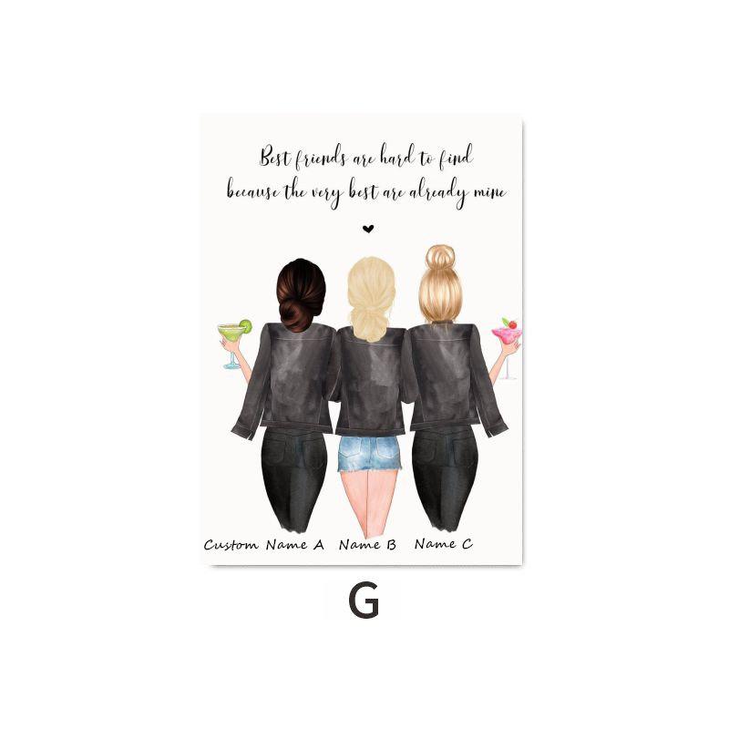 Пользовательское имя, печать на холсте, лучшие друзья, настенный художественный постер, скандинавская картина на холсте, лучший друг, любовь, дружба, картина, домашний декор для комнаты