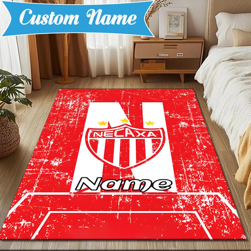 Custom Name Necaxa Football Design Rug Game Carpet, Floor Mat for Bedroom Living Room Entryway Rug, Home Decor Idea Gift for Christmas birthday