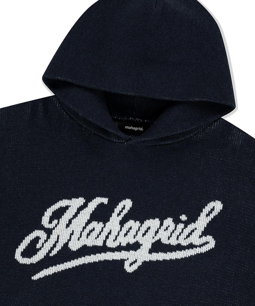 MAHAGRID Худи с вязаным логотипом-надписью Темно-синий(Mg2Efmk640A)