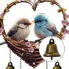 Heart Shaped Wind Chime Bird Design Metal Bells Decorative Hanging Ornament for Garden Patio Outdoor Balcony Yard