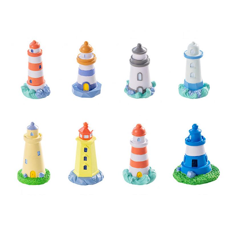 Mini Ocean Figurine Doll Garden Decor Ornament Kid Toy Miniature Landscape Ornaments Lighthouse Statue Resin Craft