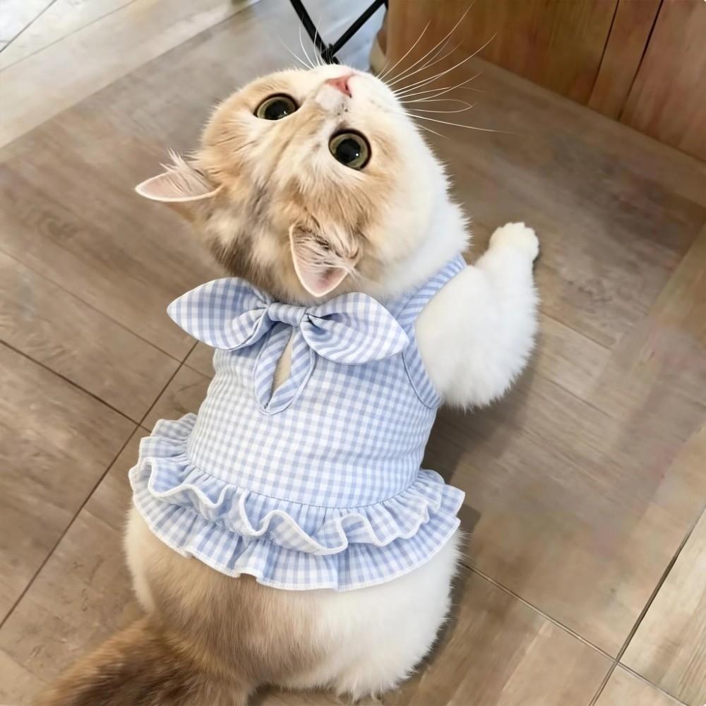 Ruffle Edge Dog Skirt Bow Decor Dog Harness Vest Cute Style Pet Dog Dress Spring Summer