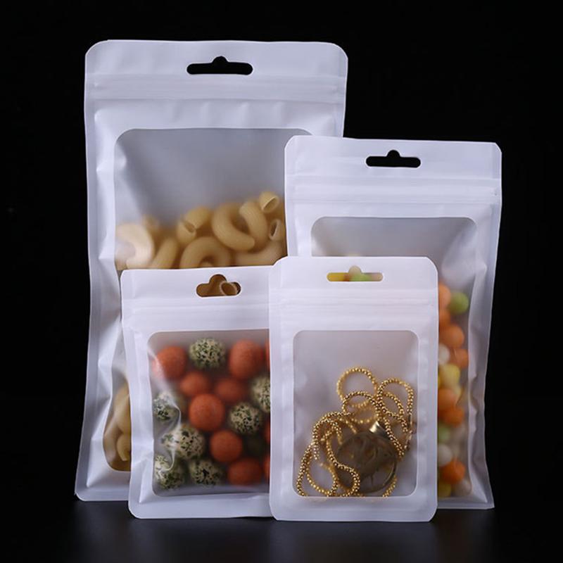 20Pcs Food Saver Zip Lock Bags Aluminum Foil Reusable Matte Waterproof Zipper Pouches Clear Window