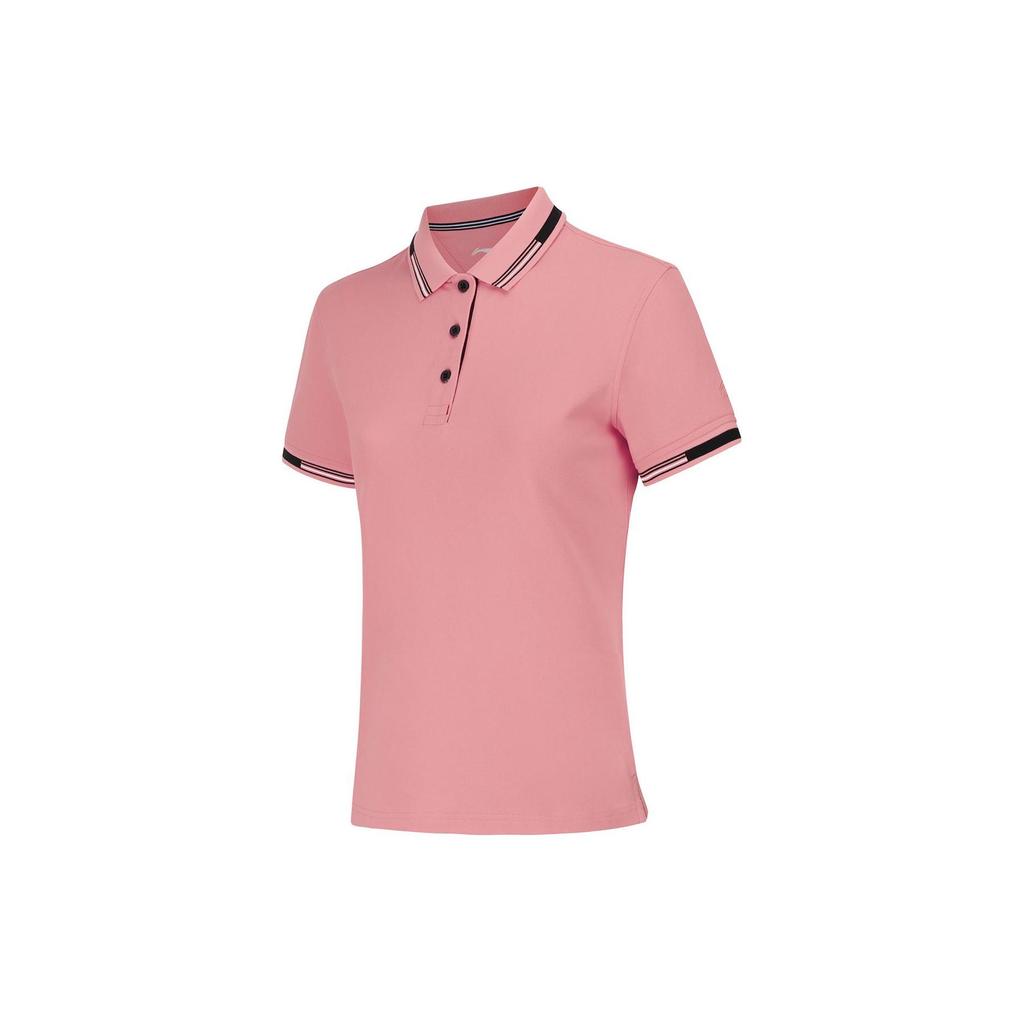 Li Ning Color Block Polo Shirt Women Tops Peach-Pink APLS144-4