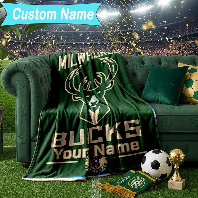 Custom Name Blanket Bucks Team Logo Artwork Blanket Bedding Blanket for Travel, Camping, Living Rooms, Offices, Sofas, Fan Christmas gift