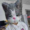 Halloween Furry Plush Cat Masquerade Mask - Realistic Animal Mask Costume for Men & Women