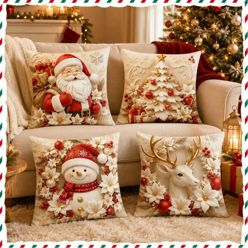 45x45cm Christmas Pillow Covers Detachable Soft Holiday Cushion Case Sofa House Room