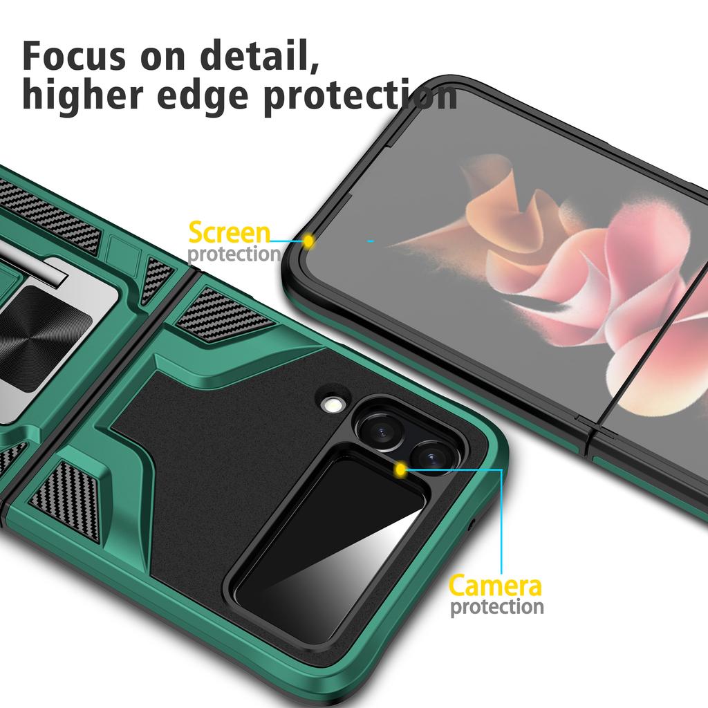 Противоударный чехол-подставка с металлическим кольцом для Samsung Galaxy Z Flip 4 Flip4 Flip3 Flip 3 5g, антидетонационный складной чехол