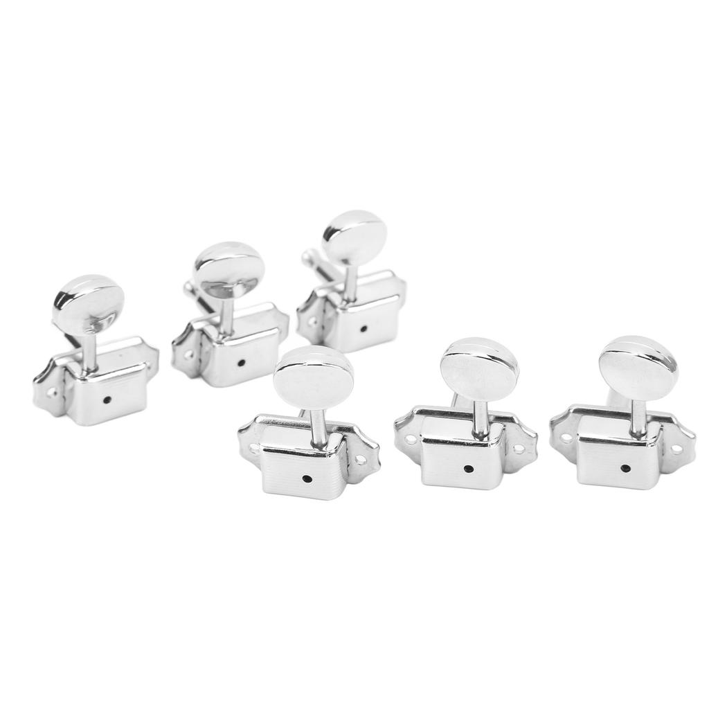 6 шт. Колки для настройки струн Овальные Ретро 1:Колки для гитары полузакрытого типа с передаточным отношением 15:1, серебристые 3L3R