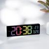 Большие цифровые светодиодные настенные часы с цветным секундным индикатором, температурой, датой, дисплеем недели, яркостью и регулируемым будильником