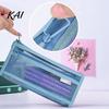 Portable Office Storage Pouch Mesh Pencil Case with Zipper, Double Layer Large Capacity Stationery Waterproof Cosmetic Travel Bag Organizer,