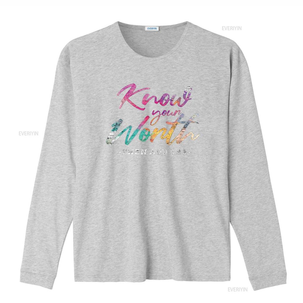 Know Your Worth Then Add Tax T Shirt vintage Washed Slightly graphic homme Top For Everyday Wear Comfortable Casual Breathable