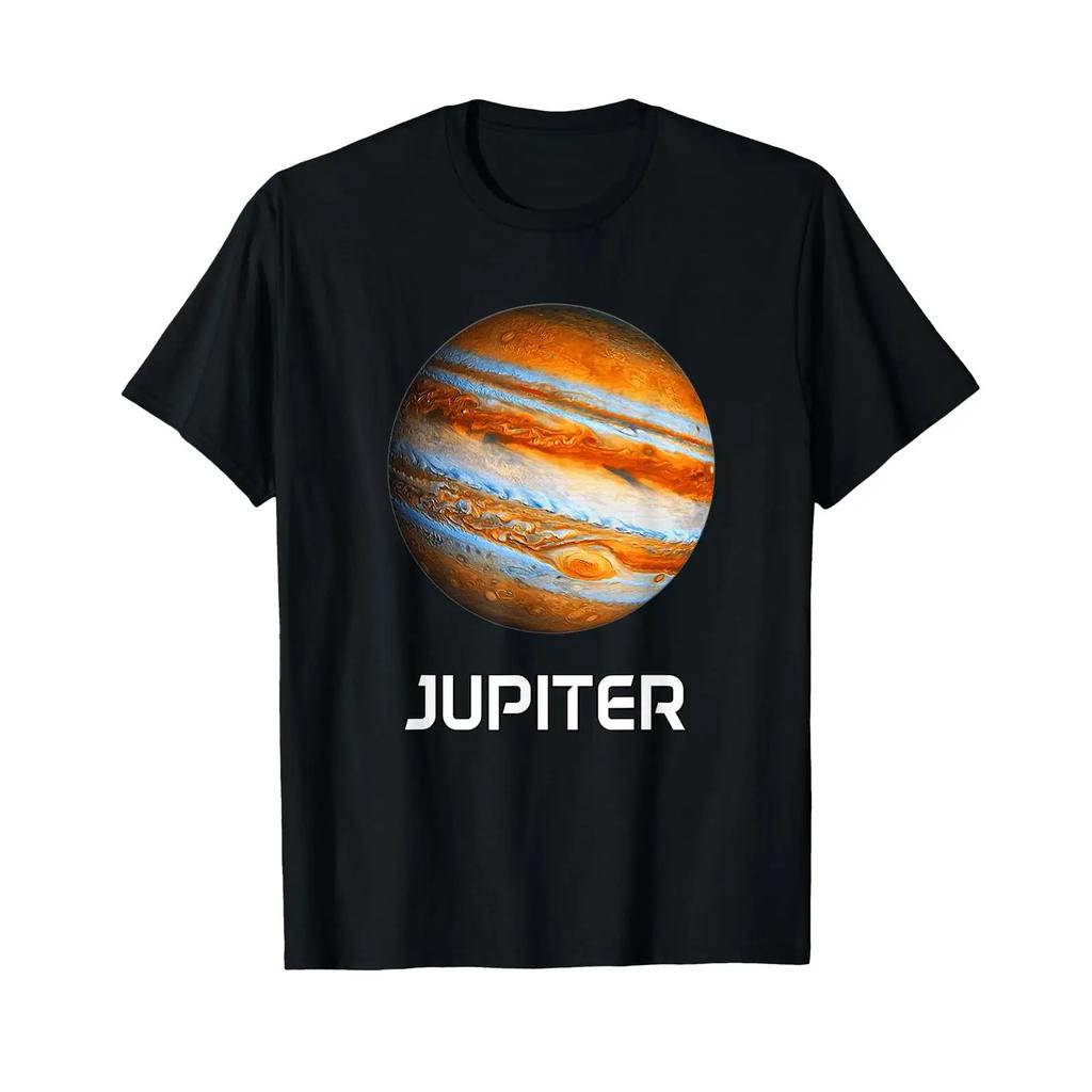 Planets of our solar system Jupiter the fifth planet Universe T Shirt Black S vintage Washed Stretched Casual graphic Slightly