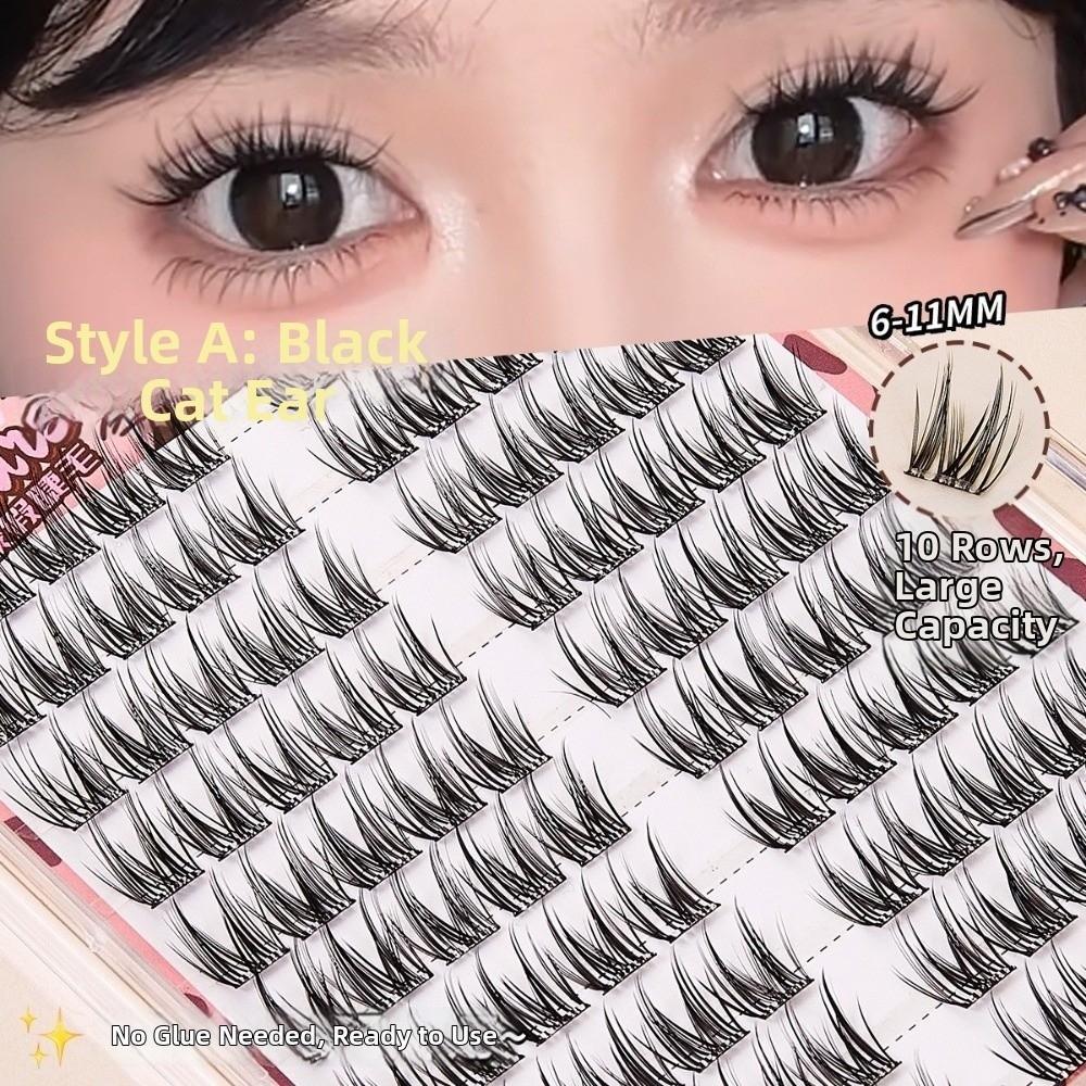 100 Cluster Natural Self Adhesive False Eyelashes Easy to Wear 10 Rows Fake Eyelashes Daily/Party