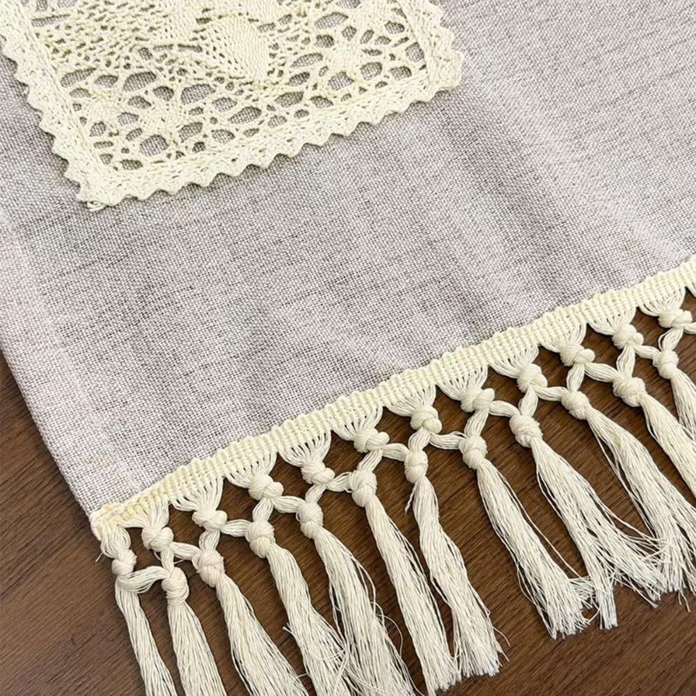 Rustic Kitchen Stove Cover Skirt with Pocket Boho Curtain Panel Farmhouse
