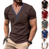2025 Summer Men T-shirt V-neck Fashion Design Slim Fit Soild T-shirts Male Tops Tees Short Sleeve T Shirt For Men