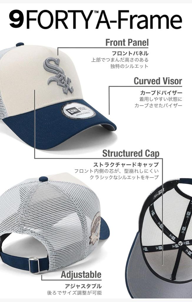 New Era 9FORTY AFrame Strap Mesh Cap 15228706 NER37C5448 CWS Navy White New Era Mesh Cap 9FORTY MLB ONSPOTZ Special Order SIDE PATCH UNDER VISOR MLB