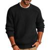 New Men's Solid Color Long Sleeve Round Neck Fashion Sweater Loose American Retro Knitwear