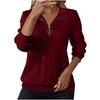 Women's Fashion Long Sleeve Solid Color Casual Collared Zipper Long Sleeve Pocket Sweatshirt
