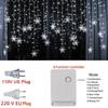 New 3M Christmas Light  Snowflake Curtain Icicle Fairy String Lights Outdoor Garland  Party Garden 2024  Year Decoration