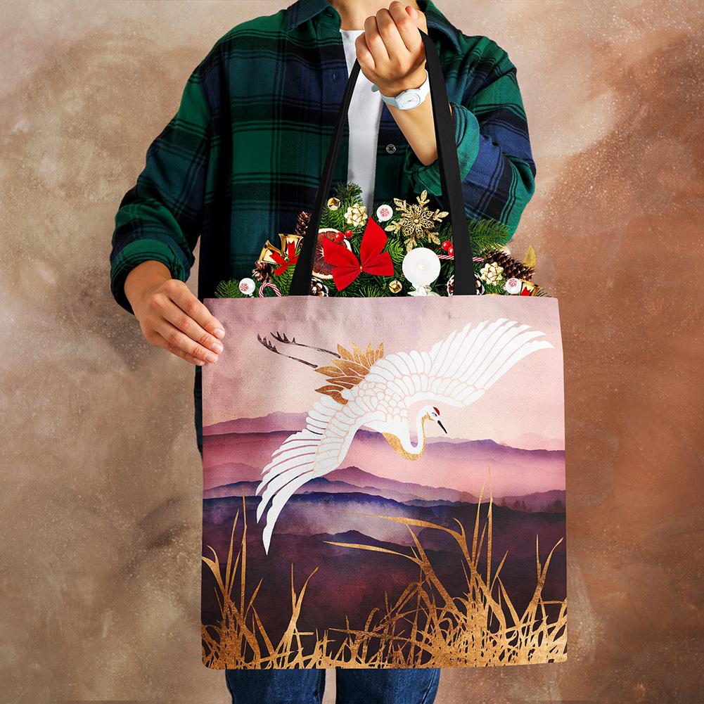 Японский дизайн укиё-э Повседневная женская сумка ручной работы Журавль Дизайнерская сумка-тоут Эко многоразовые плечевые сумки для покупок B13039 CLE
