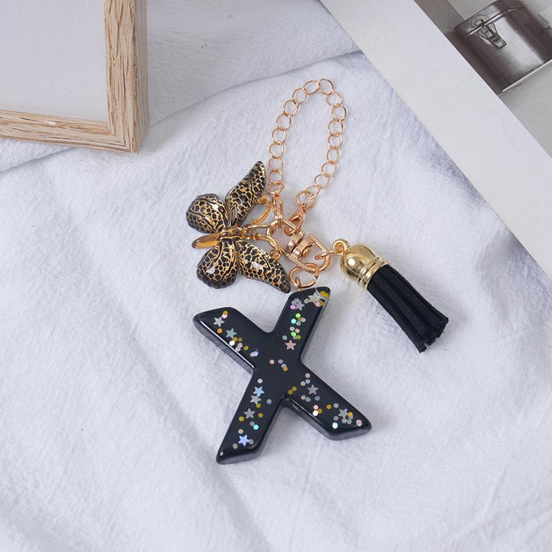 Подвески-буквы от A до Z, черная кисточка-бабочка, брелок с инициалом, имя, идентификатор, персонализированная ручка, подвесное украшение, кулон для сумки