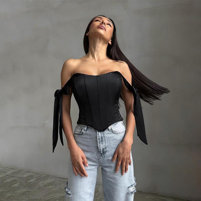 Сексуальный облегающий жилет без бретелек с открытой спиной и нерегулярными бретельками в виде рыбьей кости, модный короткий топ с высокой талией и открытым пупком, весна и лето