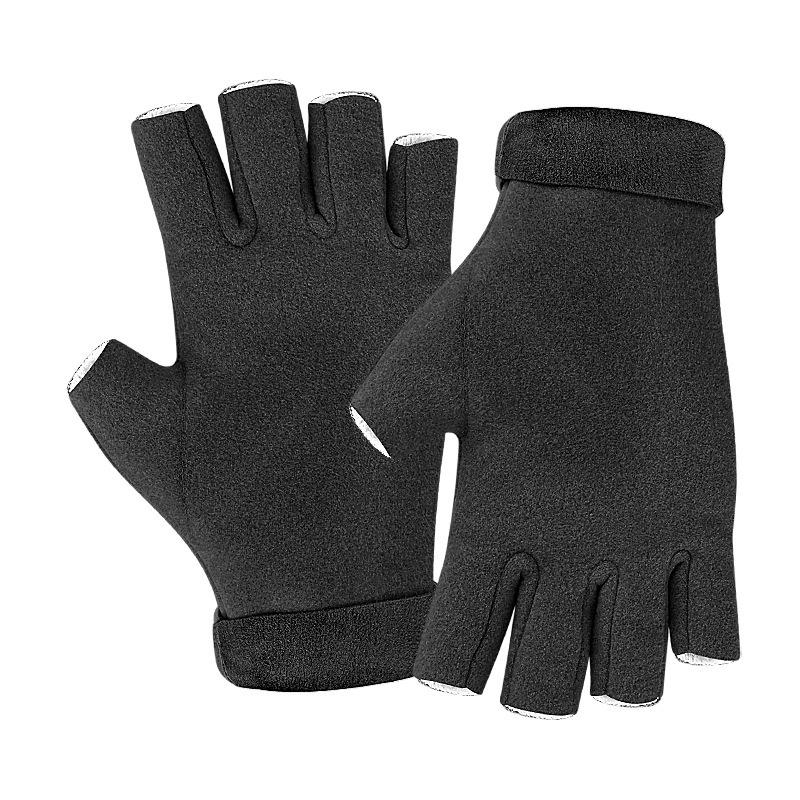Winter German Velvet Half-finger Gloves Driving Office Wrist Fit Solid Color Half-finger Leakage Velvet Thermal Gloves