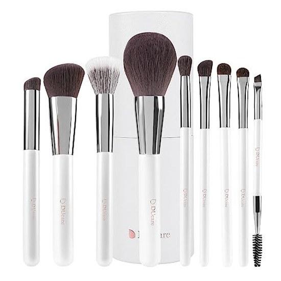DUcare makeup brush 9-piece set cosmetic brushes white jade eyeshadow face made carefully selected fine bristles includes holder case portable tools