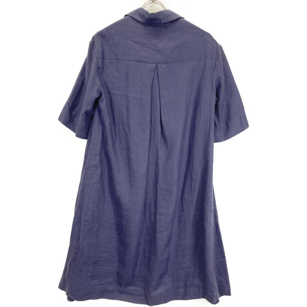 loro piana [Отличное состояние/Одобрено для внутреннего рынка] FAI1188 Платье с рукавом 3/4 из 100% льна S Темно-синий Б/у