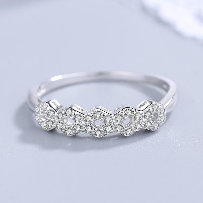 S925 Стерлингового Серебра Корейский Стиль Инкрустация Изысканный Простой Темперамент Женское Полое Кольцо Романтические Серебряные Ювелирные Изделия