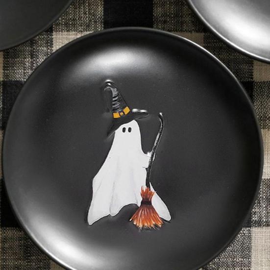 Хэллоуин Тарелка Призрак 7 дюймов Многоразовая Пластиковая Тарелка Призрак Круглая Столовая Посуда для Ужина Десерта для Угощения или Жизни Принадлежности для Вечеринки на Хэллоуин