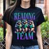 Reading Team T-Shirt Reading Teacher Racoon Book Librarian Gift Unisex Tee Black
