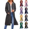 Women's Solid Color Fashionable Loose Zipper Long Cardigan Hooded Sweatshirt Jacket