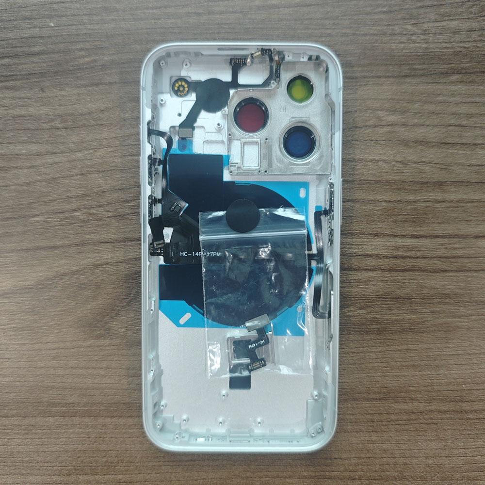 Back Rear Housing For Iphone 14 Pro To 17 Pro Pre-Install Buttons Middle Frame Housing 14Pro Convert To 17Pro + Sim Tray+ Flex