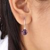 Натуральный аметист Драгоценный камень 925 Стерлинговое серебро Ювелирные изделия Ручной работы Серьги 0.92" EE-174-10