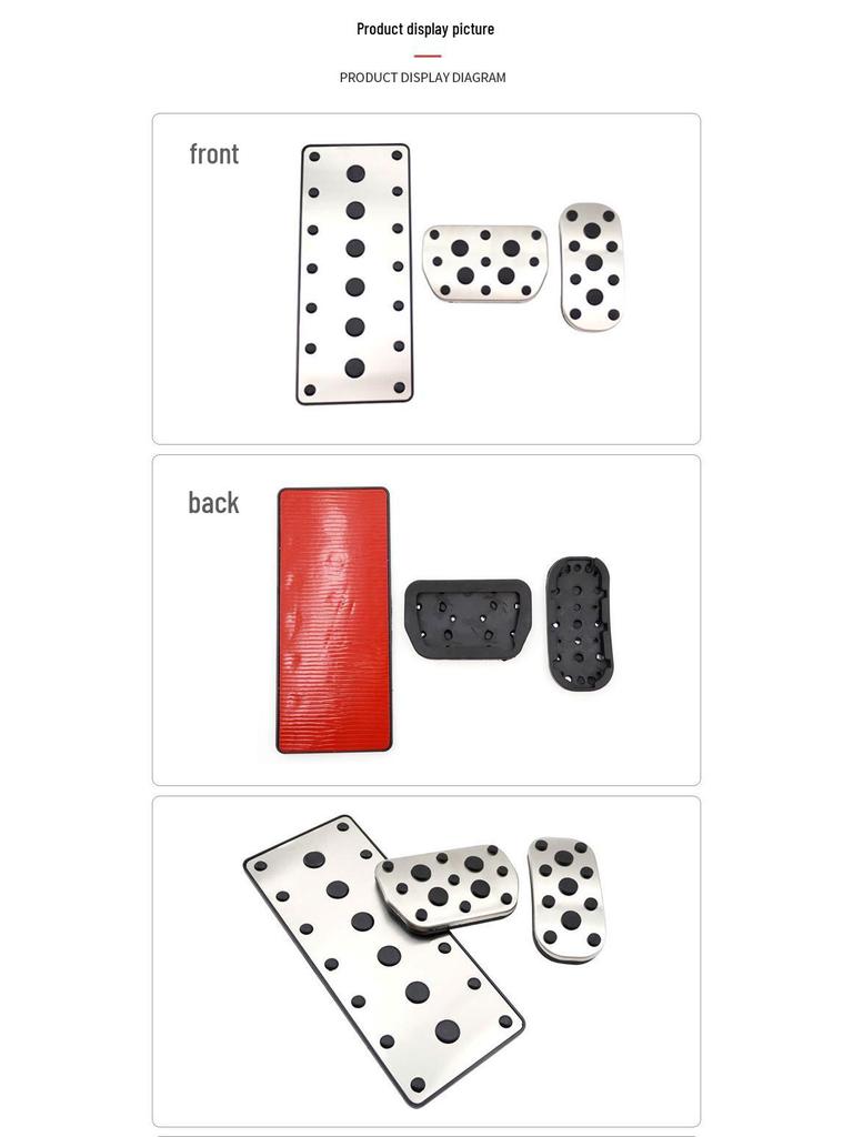 Нескользящие накладки на педали для Toyota CHR: Ускоритель, Тормоз и Зона отдыха