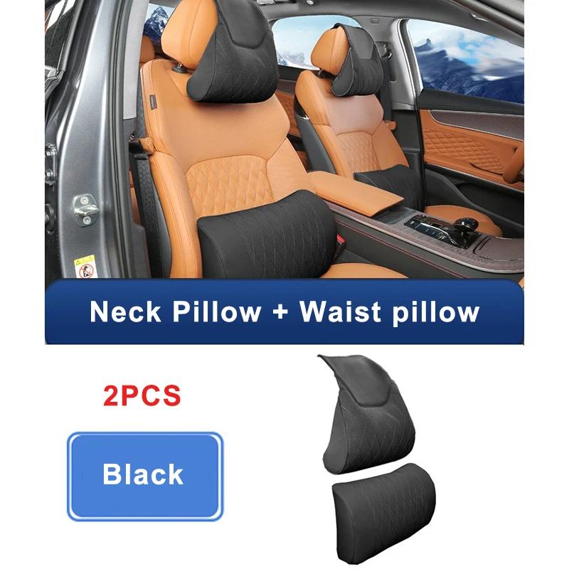 For BYD Han DMI/EV Car Leather Neck Pillow Protection Breathable Cotton Lumbar Backrest Cushion Waist Pillow Headrest Cushion
